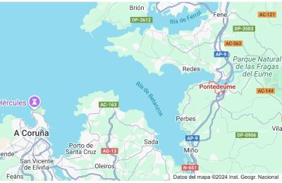 Herregård til salg Pontedeume, Calle Real, Galicien, Mapa